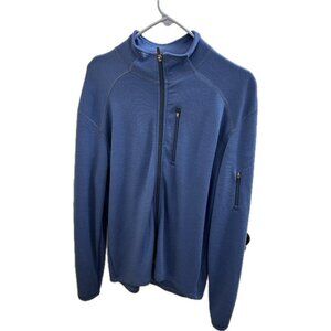 Ibex Shak Jacket Men’s Large Blue Zip Up Merino Wool Logo Light Washable